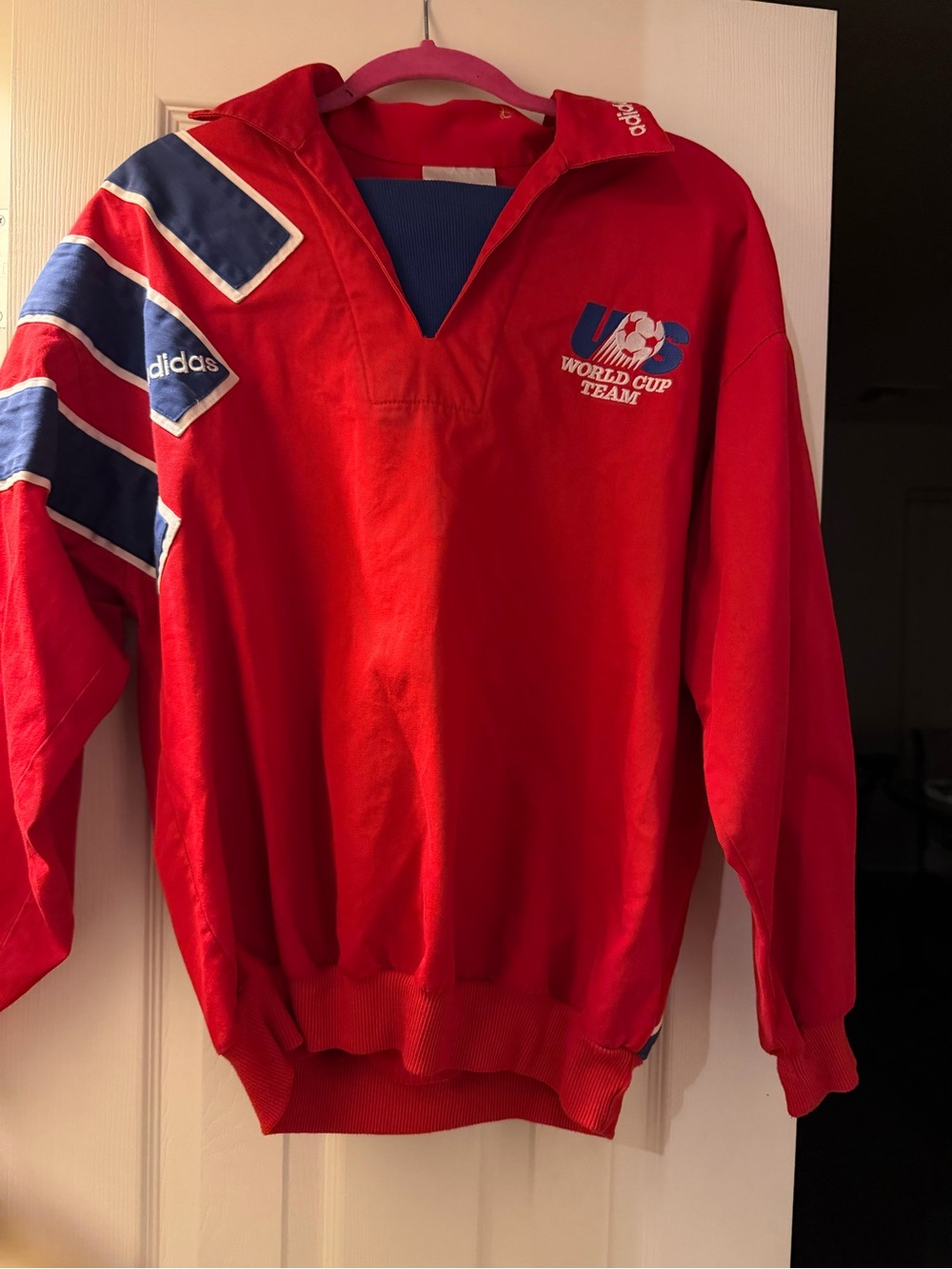 Vintage 1994 Adidas USA US World Cup Team Soccer Pullover Jacket Red Blue Size S